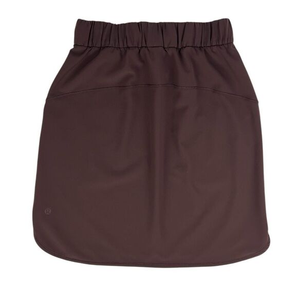Lululemon On The Fly Skirt 21” Brown Satin Drawstring Waist Size 4 - Picture 4 of 8